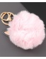 Fashion Yellow Alloy Artificial Leather Cat Ear Round Hair Ball Keychain Pendant