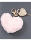 Fashion Gray Alloy Diamond Love Lock Hair Ball Keychain Pendant