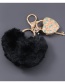 Fashion Pastel Alloy Diamond Love Lock Hair Ball Keychain Pendant