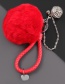 Fashion Watermelon Red Alloy Bell Round Hair Ball Keychain Pendant