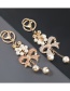 Fashion Rose Gold Alloy Diamond Bowknot Pearl Flower Keychain Pendant