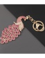 Fashion Pink Alloy Diamond Peacock Keychain Pendant