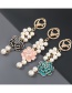 Fashion Black Alloy Oil Drop Diamond Pearl Flower Keychain Pendant