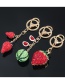Fashion Watermelon Alloy Diamond-studded Watermelon And Strawberry Keychain Pendant