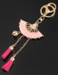 Fashion Pink Alloy Drip Oil Diamond Fan Keychain Pendant