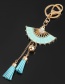 Fashion Blue Alloy Drip Oil Diamond Fan Keychain Pendant