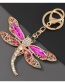Fashion Blue Alloy Diamond Dragonfly Keychain Pendant