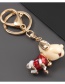 Fashion Red Alloy Diamond Puppy Keychain Pendant