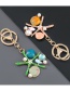 Fashion Green Alloy Diamond Pearl Starfish Shell Keychain Pendant