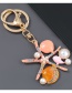 Fashion Yellow Alloy Diamond Pearl Starfish Shell Keychain Pendant