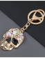 Fashion Gold Color Alloy Diamond Skull Keychain Pendant