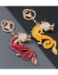 Fashion Yellow Alloy Oil Drop Diamond Flying Dragon Keychain Pendant