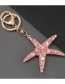Fashion White Alloy Diamond-studded Starfish Keychain Pendant