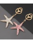 Fashion White Alloy Diamond-studded Starfish Keychain Pendant