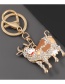 Fashion Brown Alloy Diamond-studded Cow Keychain Pendant