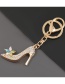 Fashion Color Alloy Diamond Flower High Heels Keychain Pendant