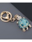 Fashion Blue Alloy Diamond Tortoise Keychain Pendant