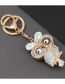 Fashion Sky Blue Alloy Diamond Owl Keychain Pendant