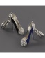 Fashion Blue Alloy Oil Dripping Diamond High Heels Keychain Pendant