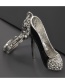 Fashion Black Alloy Oil Dripping Diamond High Heels Keychain Pendant