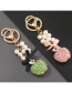 Fashion Green Alloy Diamond Pearl String Apple Keychain Pendant