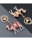 Fashion Rose Gold Alloy Oil Drop Diamond Camel Keychain Pendant