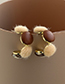 Fashion Brown Alloy Pu Plush Round Earrings