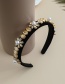 Fashion Black Fabric Diamond-studded Pearl Flower Headband