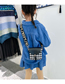 Fashion Black Childrens Single Shoulder Messenger Bag With Lattice Belt Buckle