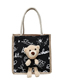 Fashion Cow Black Bear Print Doll Nylon Handbag