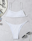 Fashion White Solid Color Pit Strip Triangle Split Swimsuit