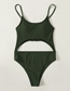 Fashion Black Solid Color High Waist Hollow One-piece Swimsuit