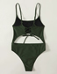 Fashion Black Solid Color High Waist Hollow One-piece Swimsuit