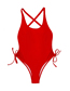 Fashion Red Solid Color Drawstring Swimsuit