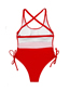 Fashion Red Solid Color Drawstring Swimsuit