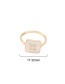 Fashion Gold Color Lucky Four-leaf Clover Alloy Square Ring