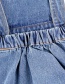 Fashion Denim Blue Childrens Denim Suspender Skirt With Stitching Buttons