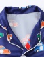 Fashion Blue Cactus Printed Single-breasted Childrens Pajamas Short-sleeved Shorts Set