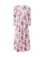 Fashion Pink Polka Dot Flower Print Long Sleeve Dress