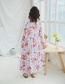 Fashion Pink Polka Dot Flower Print Long Sleeve Dress