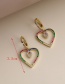 Fashion Color Copper Inlaid Zircon Heart Earrings