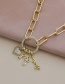 Fashion Golden Copper Inlaid Zircon Key Letter Necklace