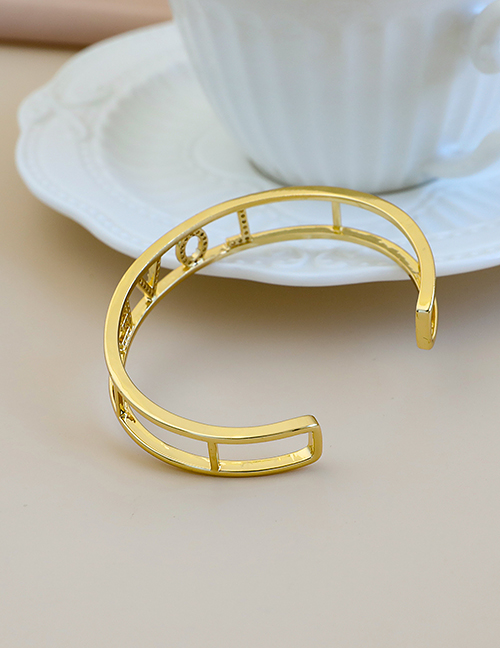 Fashion Golden Copper Inlaid Zircon Letter Love Bracelet