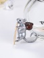 Fashion Gray Blue Alloy Mouse Brooch
