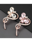 Fashion Pink Alloy Diamond Flower Brooch