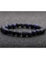 Fashion 10mm Blue Tiger Eye Stone + A Volcanic Stone Tiger Eye Stone Volcanic Stone Beaded Elastic Bracelet