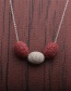 Fashion Red Volcanic Stone Beaded Geometric Thin Chain Necklace