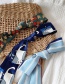 Fashion Striped Blue (hemp) Printed Narrow Strip Silk Scarf Tied Bag Streamer