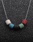 Fashion O Child Chain Volcanic Stone Beaded Contrasting Color Thin Chain Necklace