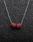 Fashion 3 Red Volcanic Stones + Copper O Sub-chain Volcanic Stone Beaded Thin Chain Necklace